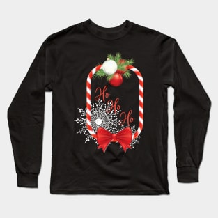 Candy Cane Ho Ho Ho Frame Long Sleeve T-Shirt